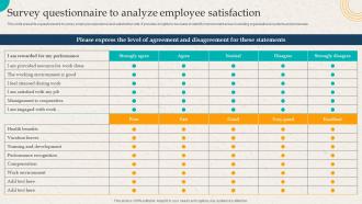 Survey Questionnaire To Analyze Employee Satisfaction Employer Branding Action Plan