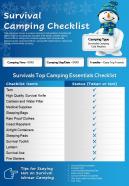 Survival Camping Checklist Presentation Report Infographic PPT PDF Document