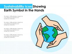 Sustainability icon showing earth symbol in the hands