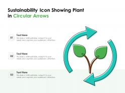 Sustainability icon showing plant in circular arrows