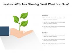 Sustainability icon showing small plant in a hand