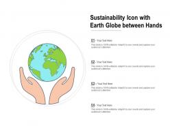 Sustainability icon with earth globe between hands