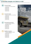 Sustainability Strategies And Initiatives In 2020 Template 8 Presentation Report Infographic PPT PDF Document