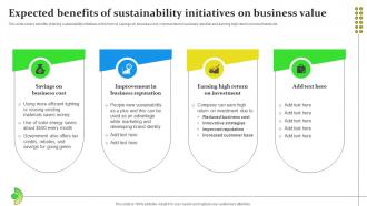 Sustainable Business Growth Expected Benefits Of Sustainability Initiatives On Business Value