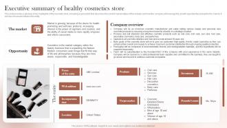 Sustainable Cosmetic Business Plan Executive Summary Of Healthy Cosmetics Store BP SS