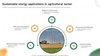 Sustainable Energy Applications In Agricultural Sector
