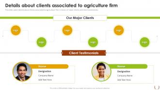 Sustainable Farming Investor Presentation Details About Clients Associated To Agriculture Firm