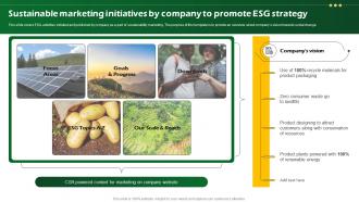 Sustainable Marketing Initiatives By Company To Sustainable Marketing Promotional MKT SS V