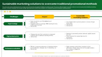 Sustainable Marketing Solutions To Overcome Traditional Sustainable Marketing Promotional MKT SS V