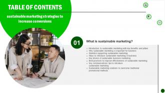 Sustainable Marketing Strategies To Increase Conversions Table Of Contents MKT SS V