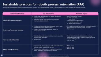 Sustainable Practices For Robotic Process Automation Rpa FIO SS