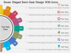 Sv seven staged semi gear design with icons flat powerpoint design