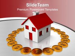 Sweet home surrounded by dollar coins insurance powerpoint templates ppt themes and graphics 0113