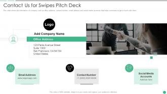 Swipes Investor Funding Elevator Pitch Deck Contact Us For Swipes Pitch Deck