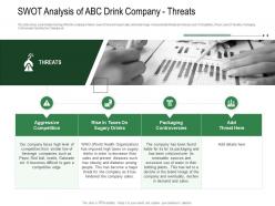 Swot analysis company threats revenue decline of carbonated drink company ppt ideas