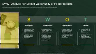 SWOT Analysis For Market Opportunity Of Food Products