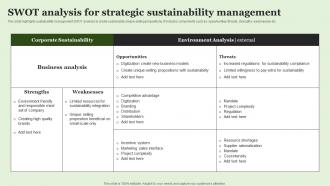 SWOT Analysis For Strategic Sustainability Management