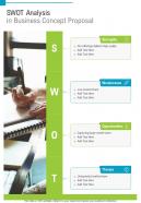 Swot Analysis In Business Concept Proposal One Pager Sample Example Document