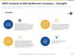 Swot analysis of abs healthcare company strengths ppt file clipart images