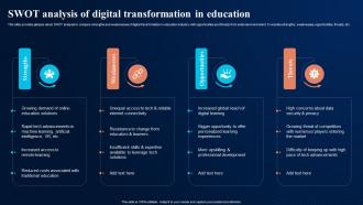 SWOT Analysis Of Digital Transformation In Digital Transformation In Education DT SS