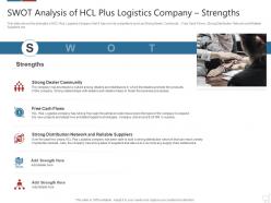 Swot analysis of hcl plus logistics company strengths logistics technologies good value propositions company
