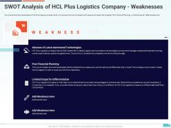 Swot analysis of hcl plus logistics company weaknesses creation of valuable propositions by a logistic company