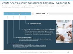 Swot analysis of ibn outsourcing company opportunity ppt infographics topics