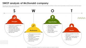 SWOT Analysis Of Mcdonald Company