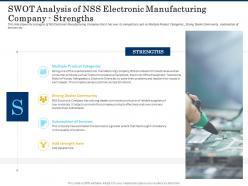 Swot analysis of nss electronic manufacturing company strengths shortage of skilled labor ppt template