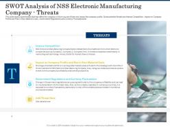 SWOT Analysis Of Nss Electronic Manufacturing Company Threats Shortage Of Skilled Labor Ppt Slides