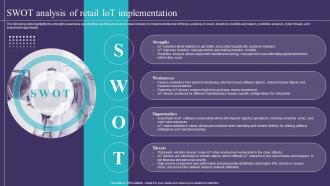 SWOT Analysis Of Retail IoT Implementation IoT Implementation In Retail Market