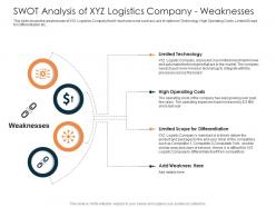 Swot analysis of xyz logistics company  weaknesses rise in prices of fuel costs in logistics