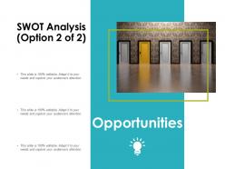Swot analysis slide opportunities ppt powerpoint presentation infographics styles