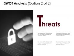 Swot analysis slide threats d233 ppt powerpoint presentation infographic template template