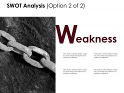 Swot analysis slide weakness d231 ppt powerpoint presentation infographic template rules