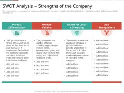 Swot analysis strengths of the company strategies win customer trust ppt structure