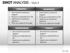 Swot analysis style 4 powerpoint presentation slides