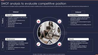 Swot Analysis To Evaluate Competitive Position Small It Business Company Profile Ppt Gallery Infographics