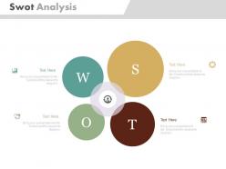 Swot analysis with icons for business flat powerpoint design