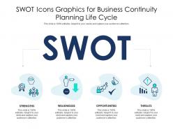 Swot icons graphics for business continuity planning life cycle infographic template