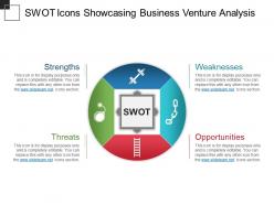 Swot icons showcasing business venture analysis powerpoint slide ideas