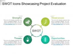 Swot icons showcasing project evaluation powerpoint slide show