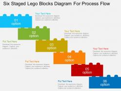 Sy six staged lego blocks diagram for process flow flat powerpoint design