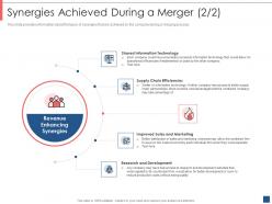 Synergies achieved during a merger overview of merger and acquisition