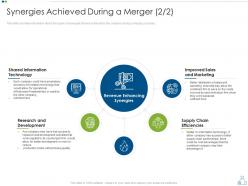 Synergies achieved merger strategy to foster diversification