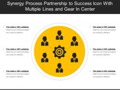 Synergy Process Partnership To Success Icon With Multiple Lines And Gear In Center