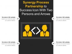 Synergy process partnership to success icon with two persons and arrows
