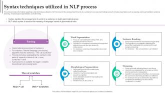Syntax Techniques Utilized In NLP Process Role Of NLP In Text Summarization And Generation AI SS V