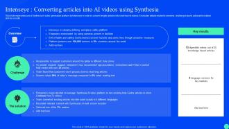 Synthesia Ai Platform Integration Intenseye Converting Articles Into Ai Videos Using Synthesia
