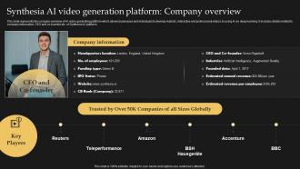 Synthesia AI Video Generation Platform Company Overview Synthesia AI Text To Video AI SS V